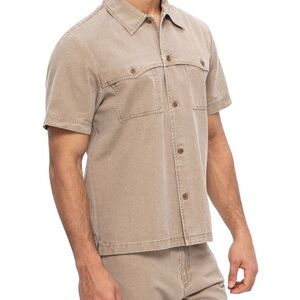A.P.C. Men's Short Sleeve Button-Up Shirt in Taupe